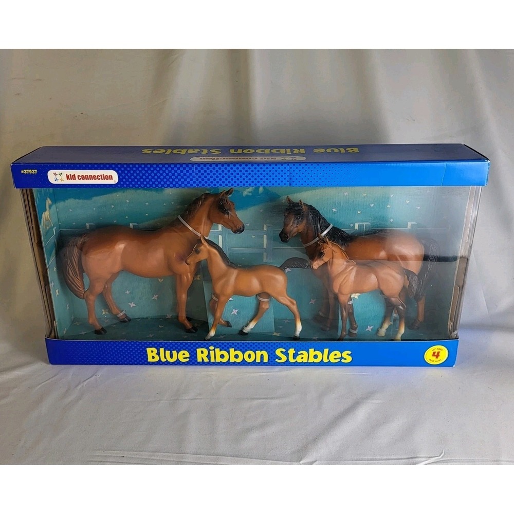 Vtg 4pk Blue Ribbon Stables Horses By Kid Connection Toy Large NEW